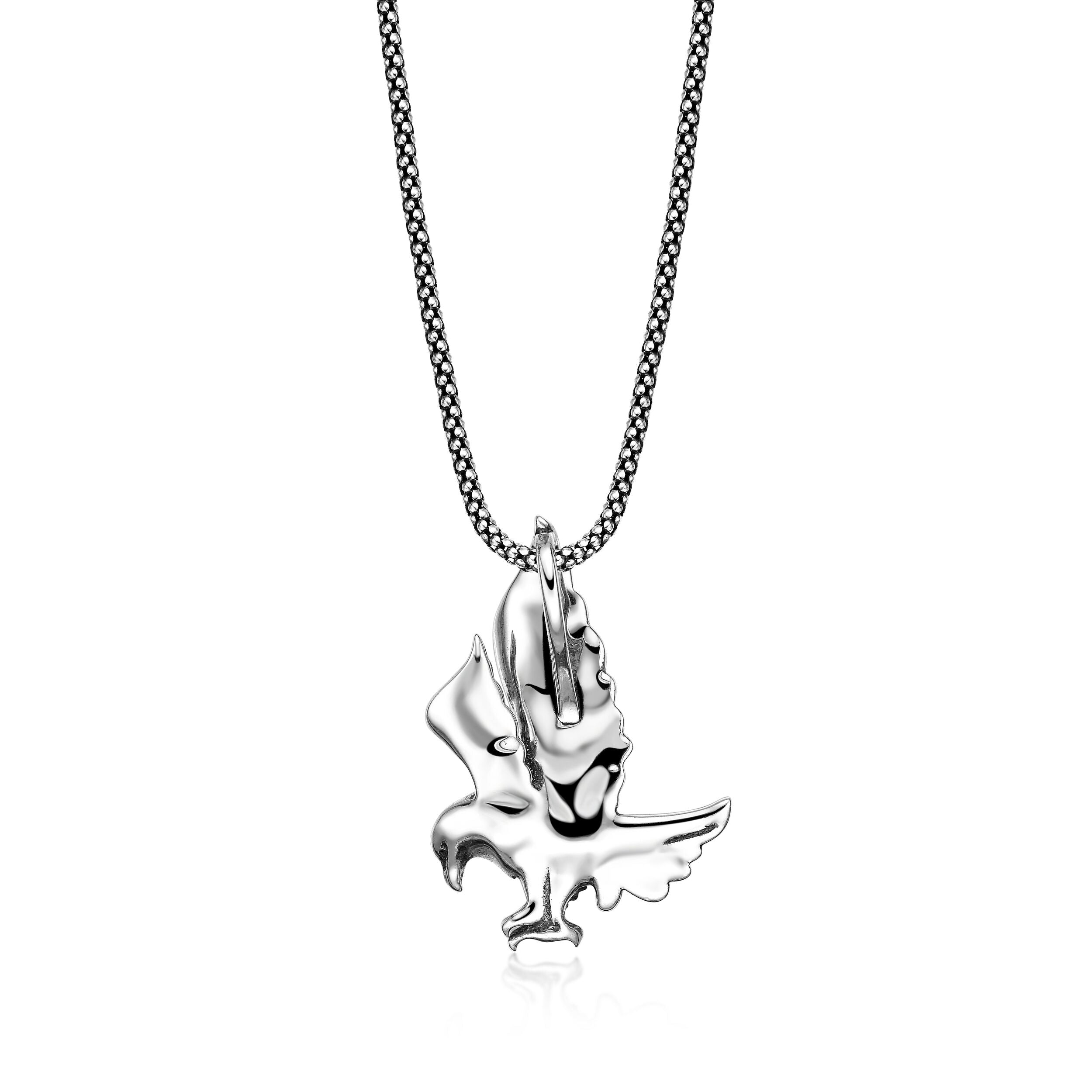 Sterling Silver Black Spinel Eagle Pendant
