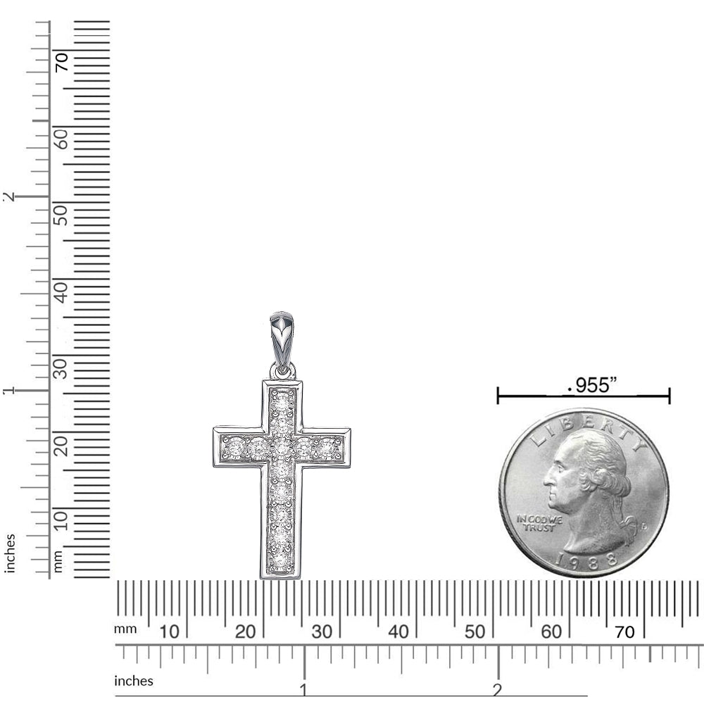 Sterling Silver Lab-Grown Diamond Outline Cross Pendant