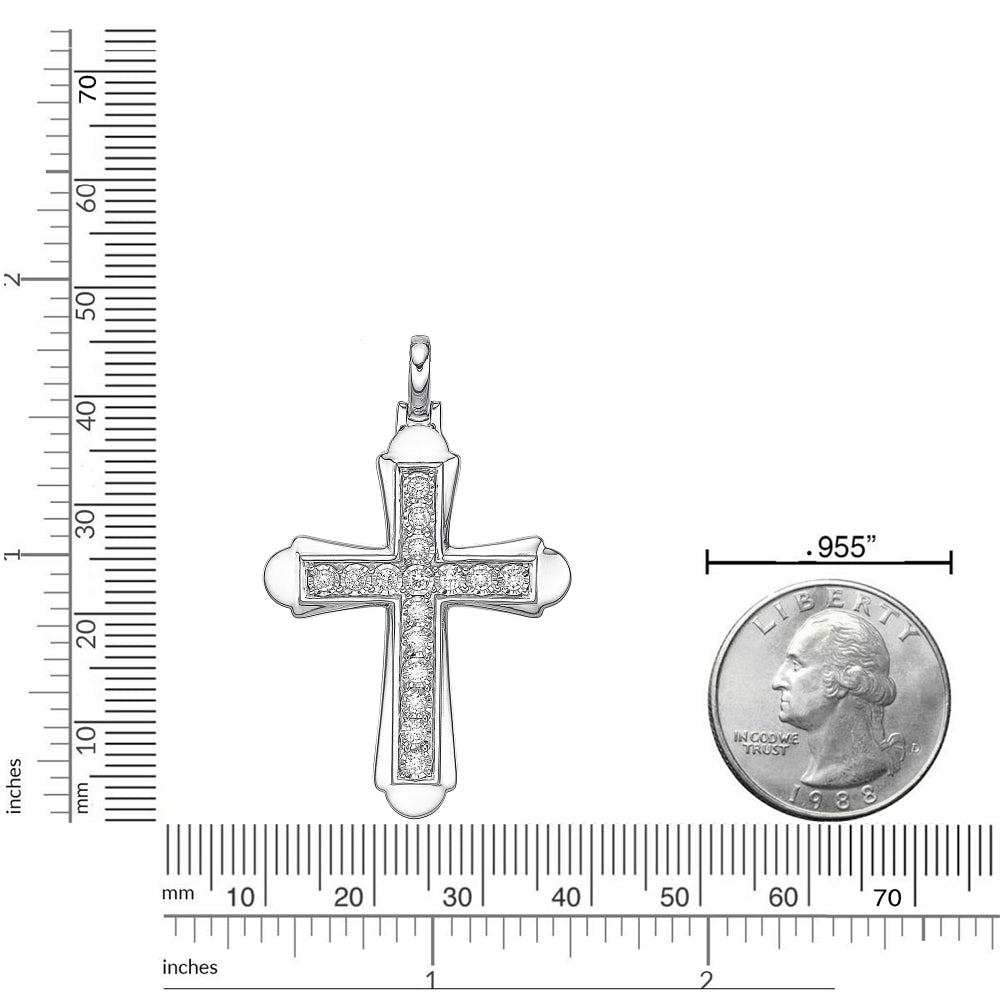 Sterling Silver Lab-Grown Diamond Outline Cross Pendant