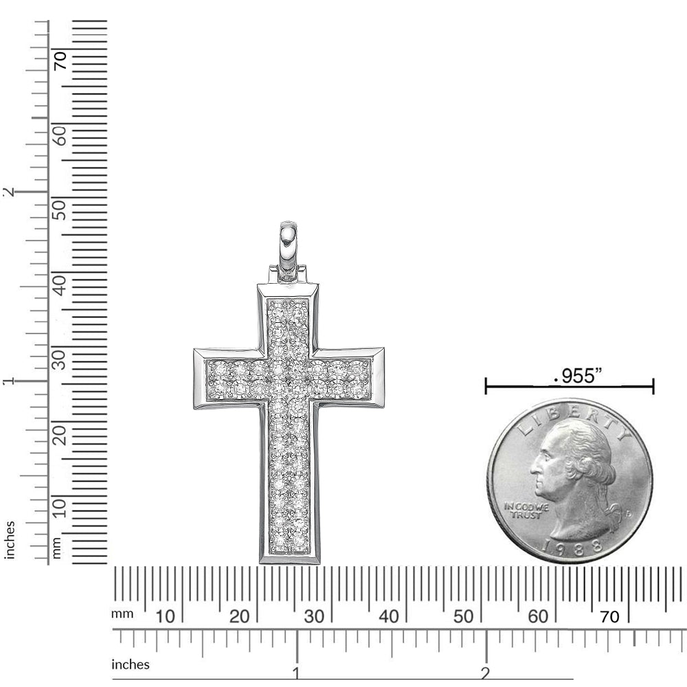 Sterling Silver Lab-Grown Diamond Pavé Cross Pendant