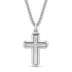 Sterling Silver Lab-Grown Diamond Framed Cross Pendant