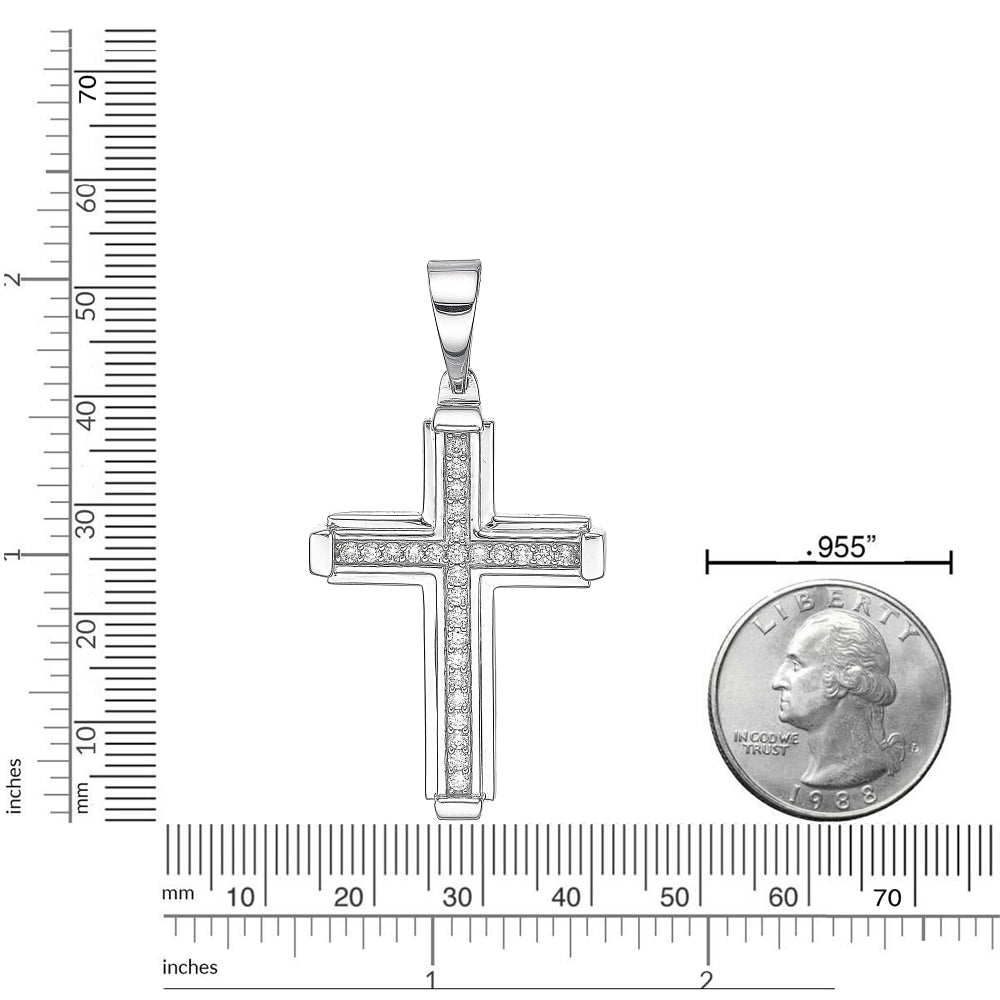 Sterling Silver Lab-Grown Diamond Cross Pendant