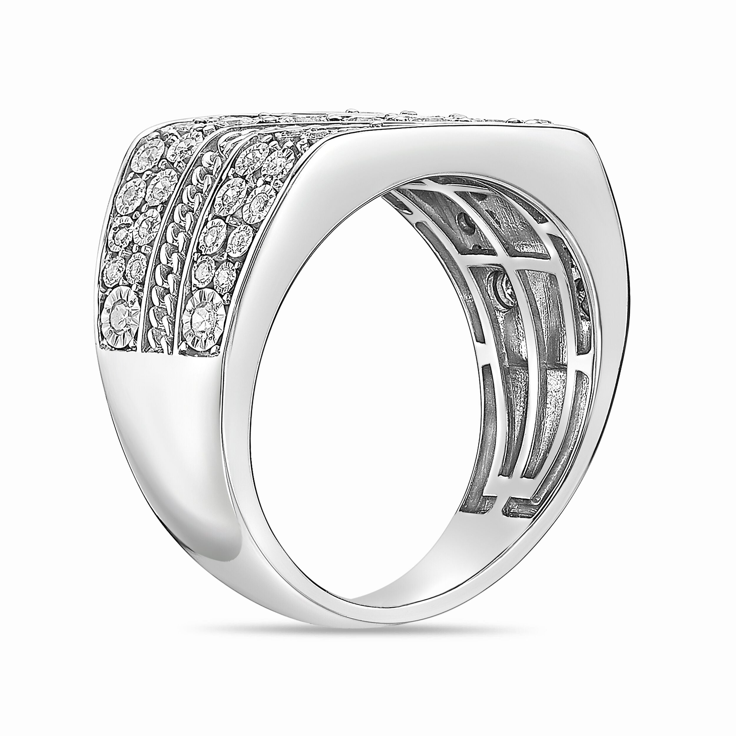 Sterling Silver Lab-Grown Diamond Diagonal Row Ring