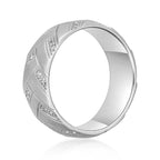 Sterling Silver Created White Sapphire Chevron Ring