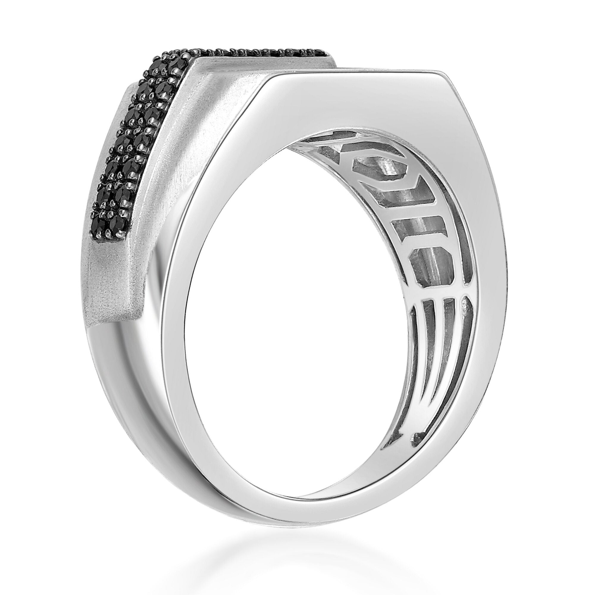 Sterling Silver Black Diamond Signet Ring