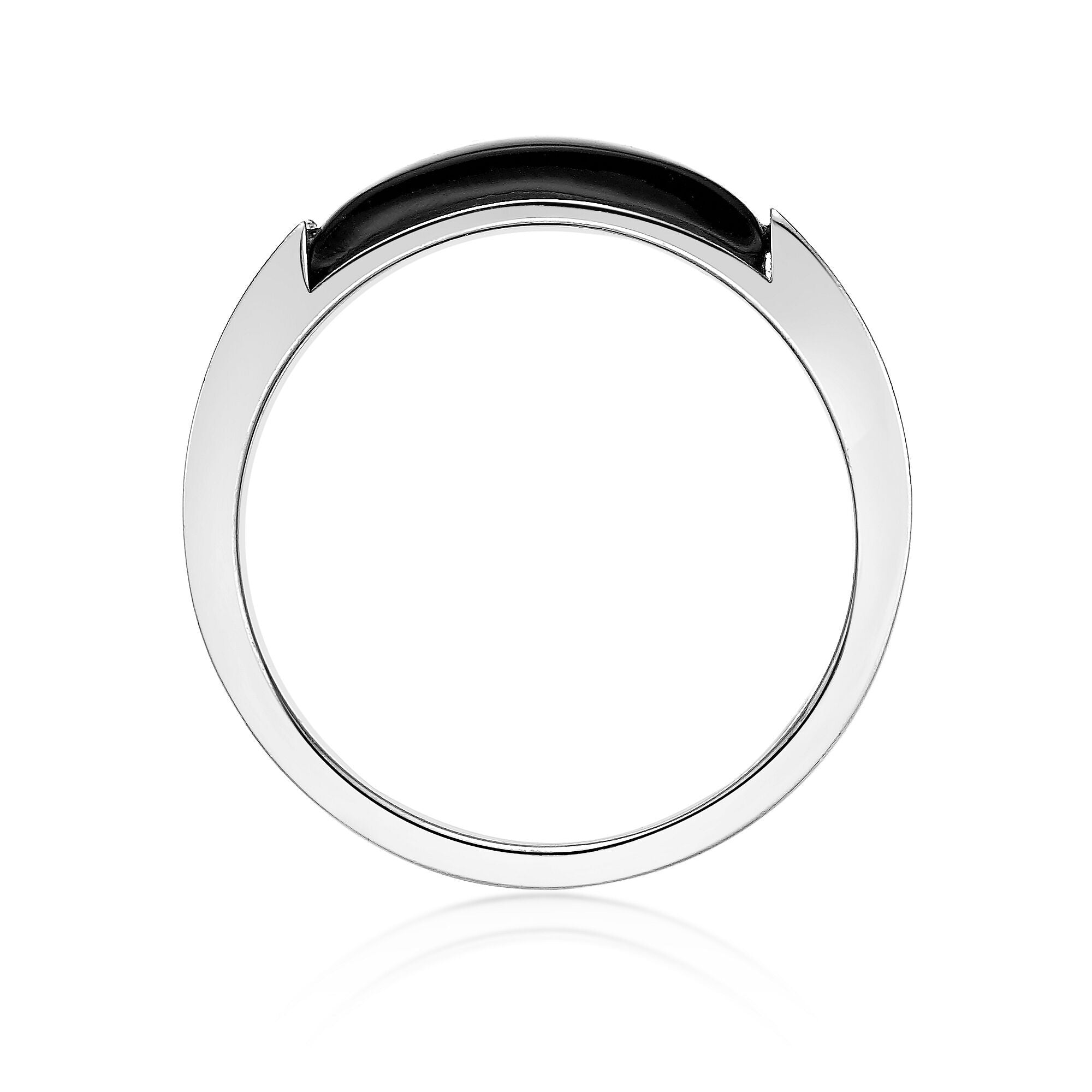 Sterling Silver Black Onyx Ring, Geometric Accents