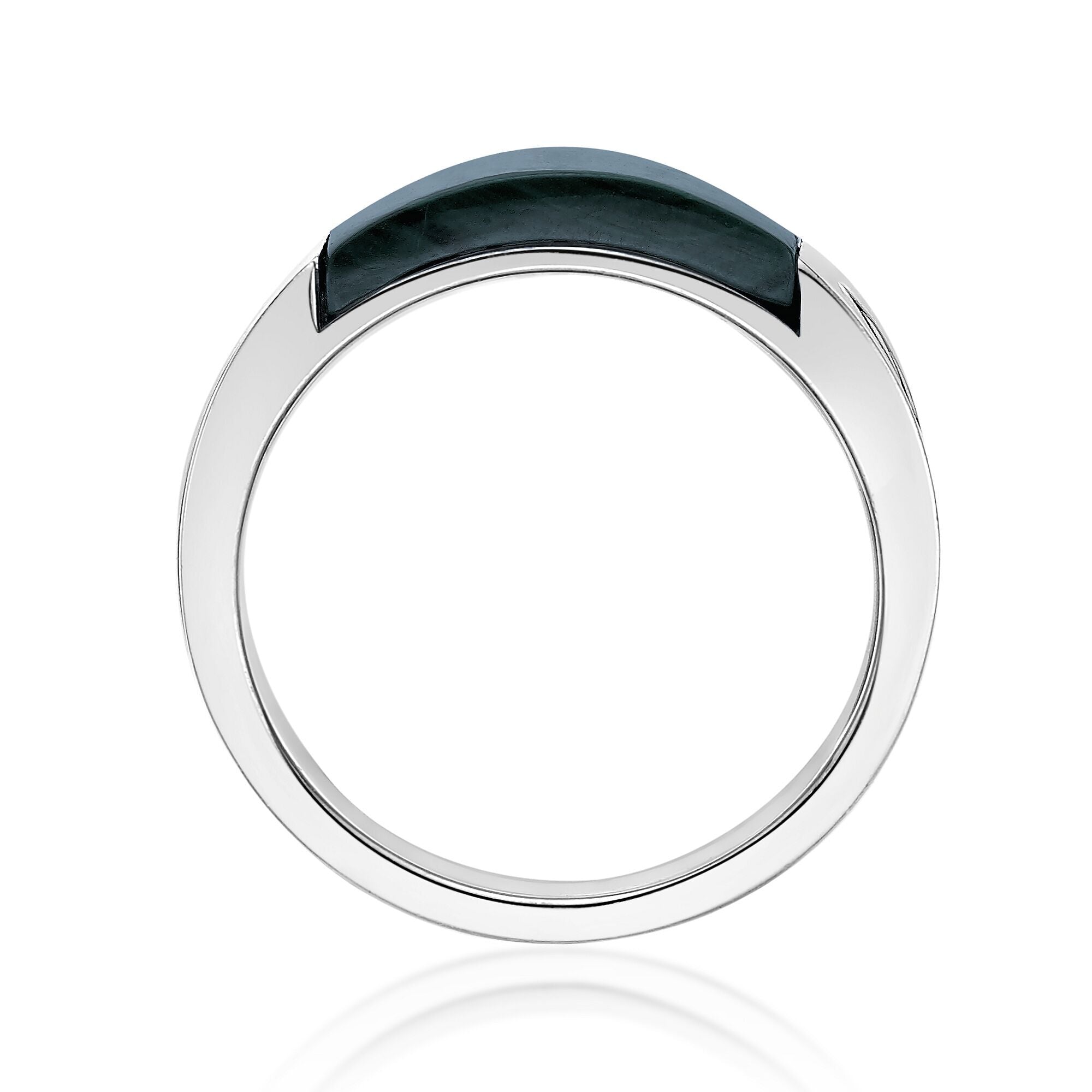 Sterling Silver Malachite Ring, Black Accent Inlay