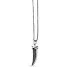 0.50 cttw Black Diamond Fang Pendant in Sterling Silver, 24"