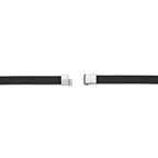 Black Leather Bracelet with Black Agate Bar in Sterling Silver, 8.5"