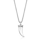Black Spinel Fang Pendant in Sterling Silver, 24"