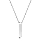 Vertical Bar Skull Pendant in Sterling Silver and Black Agate, 24"
