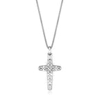 0.49 cttw Natural Diamond Cross Pendant in Sterling Silver, 24" 