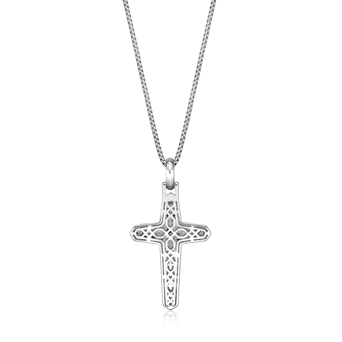 0.49 cttw Natural Diamond Cross Pendant in Sterling Silver, 24" 