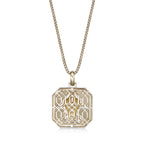 Lion's Head Medalion Pendant with 0.018 cttw Black Diamond in Yellow Gold Plated Sterling Silver, 24"