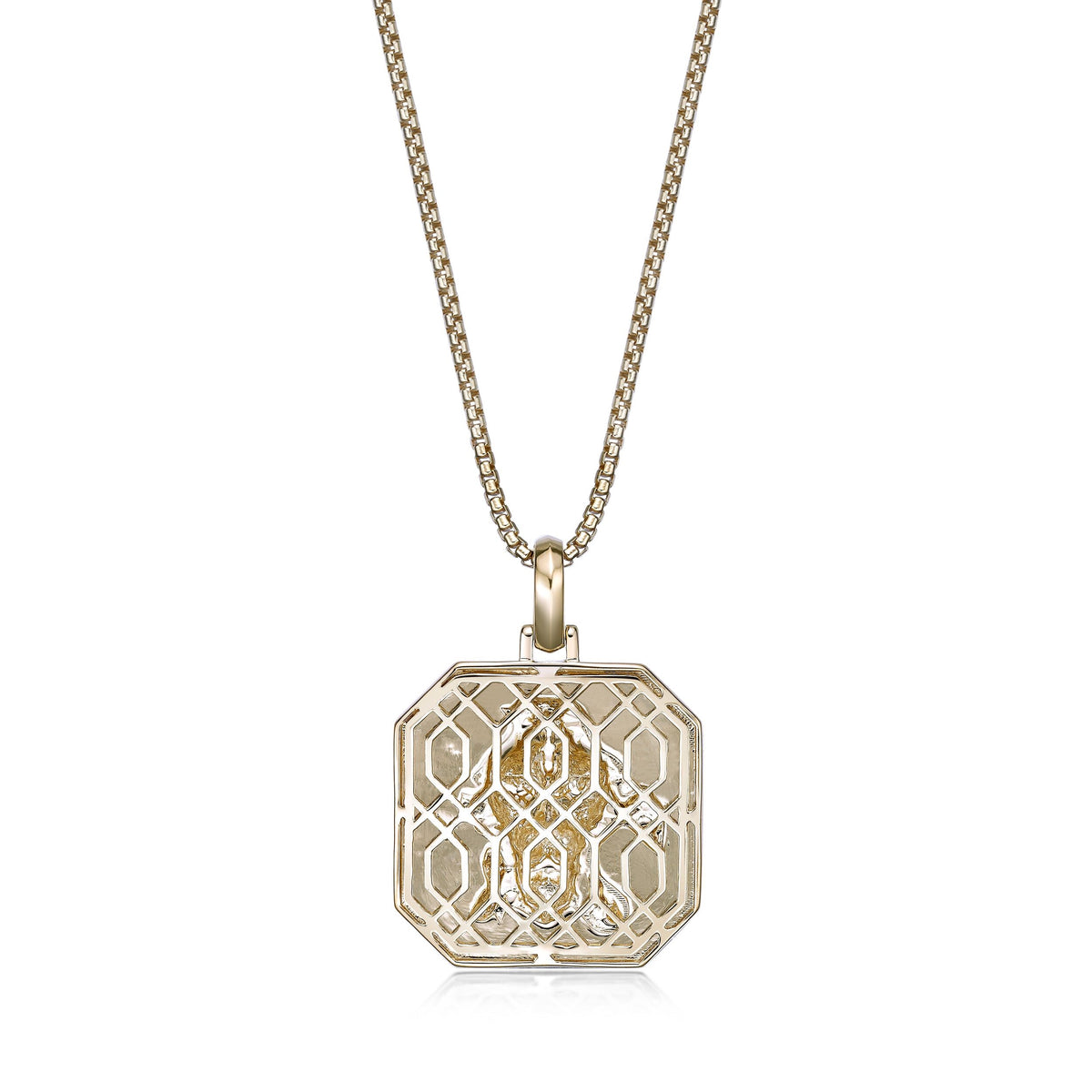 Lion's Head Medalion Pendant with 0.018 cttw Black Diamond in Yellow Gold Plated Sterling Silver, 24"