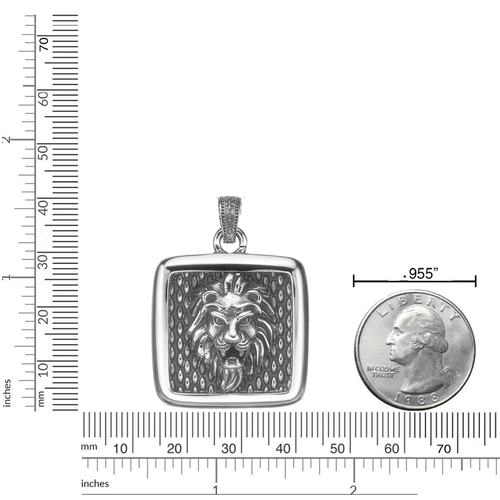 Lion's Head Square Medallion Pendant 