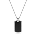 Sterling Silver Black Agate Dog Tag