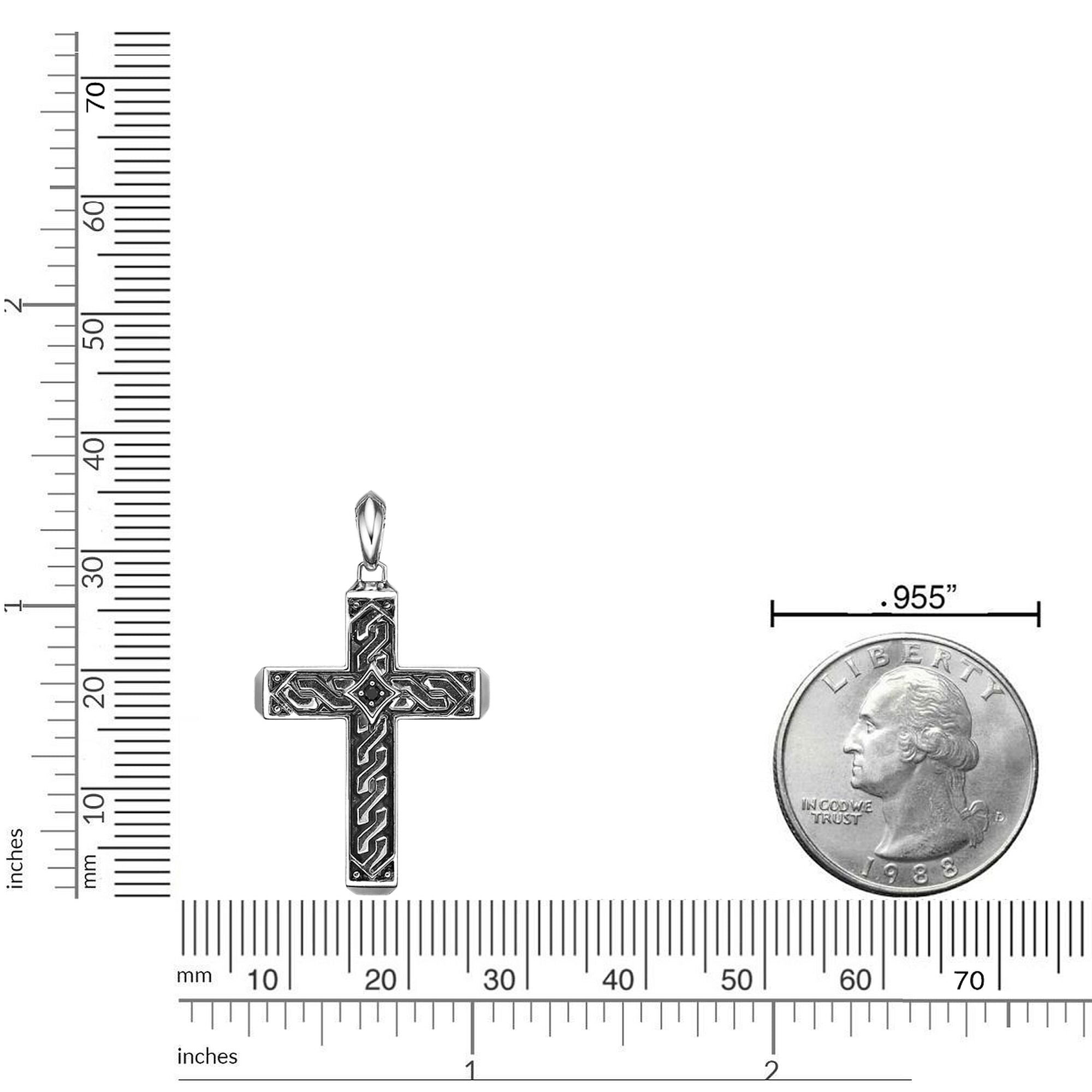 Sterling Silver Black Spinel Cross Pendant