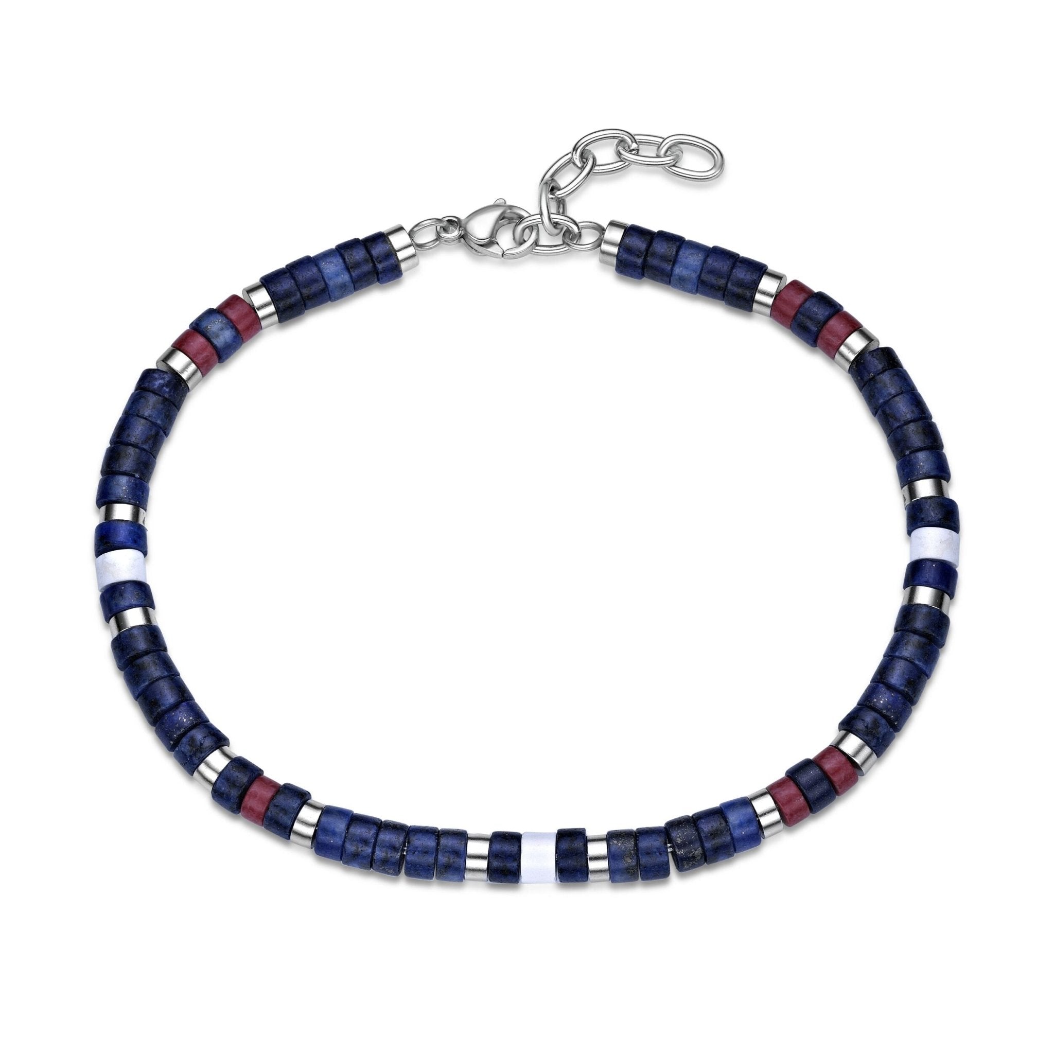 Lapis Lazuli and Howlite Adjustable Natural Stone Bracelet