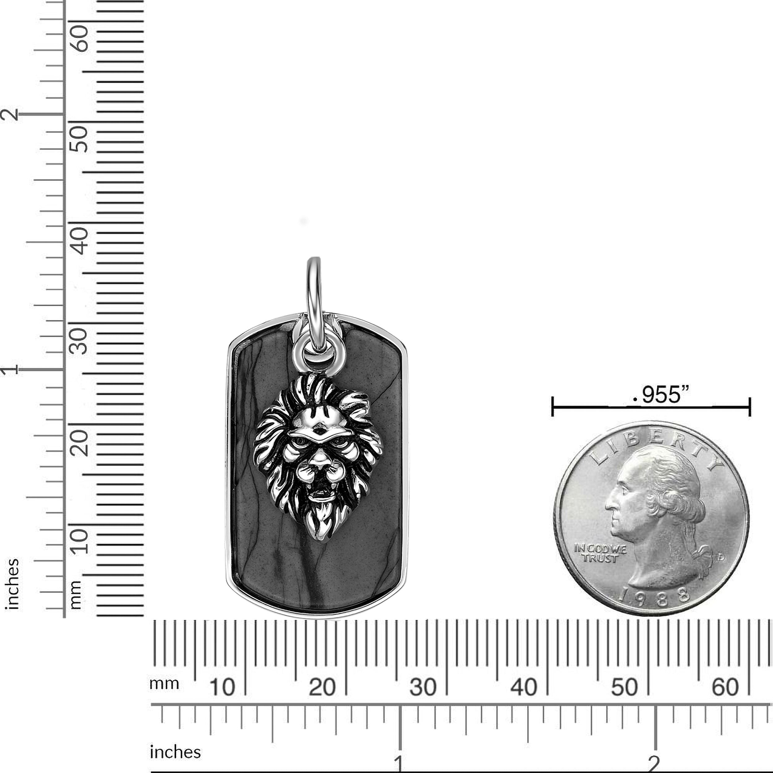 Sterling Silver Lion's Head Medallion Dog Tag
