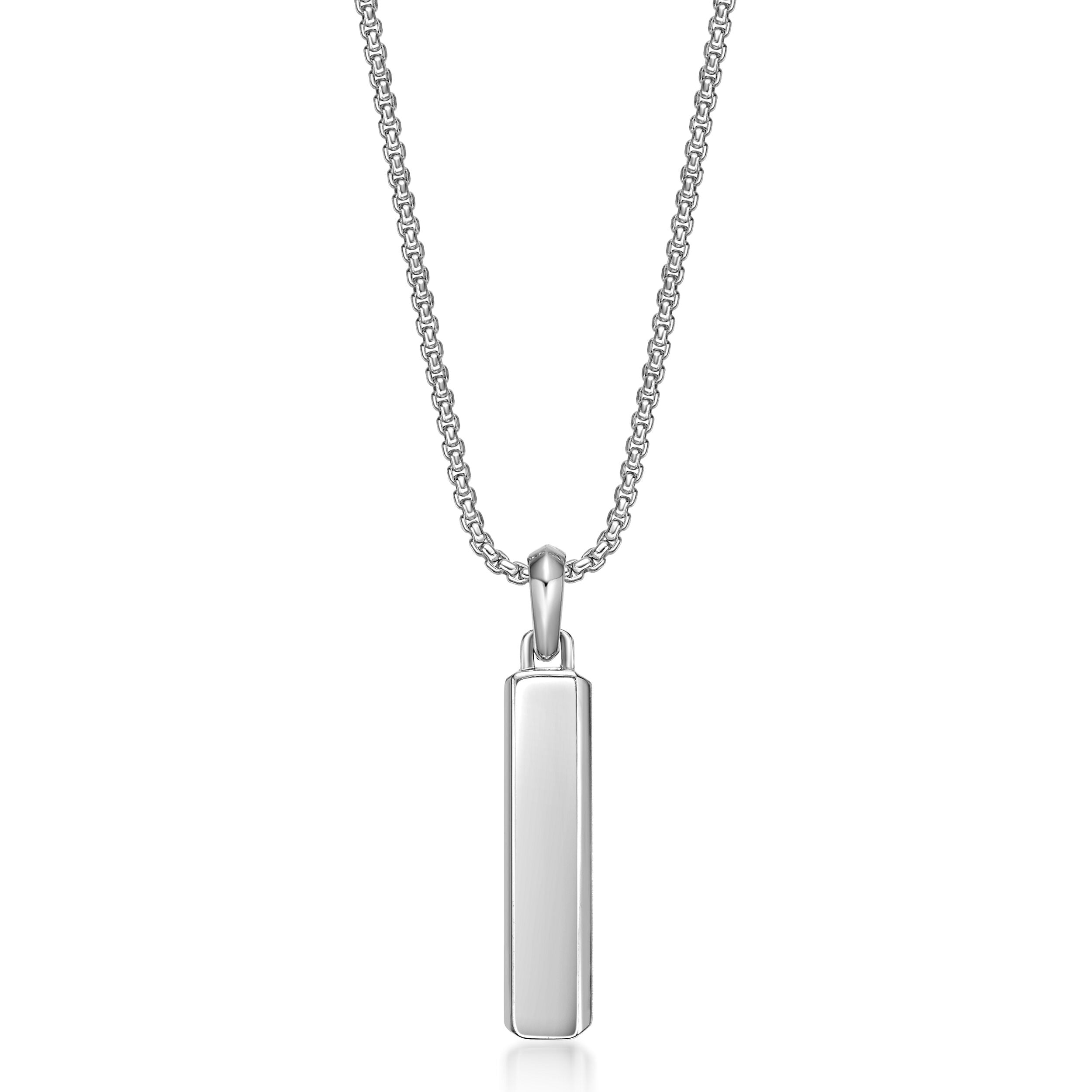 Sterling Silver Black Onyx Rounded Bar Pendant