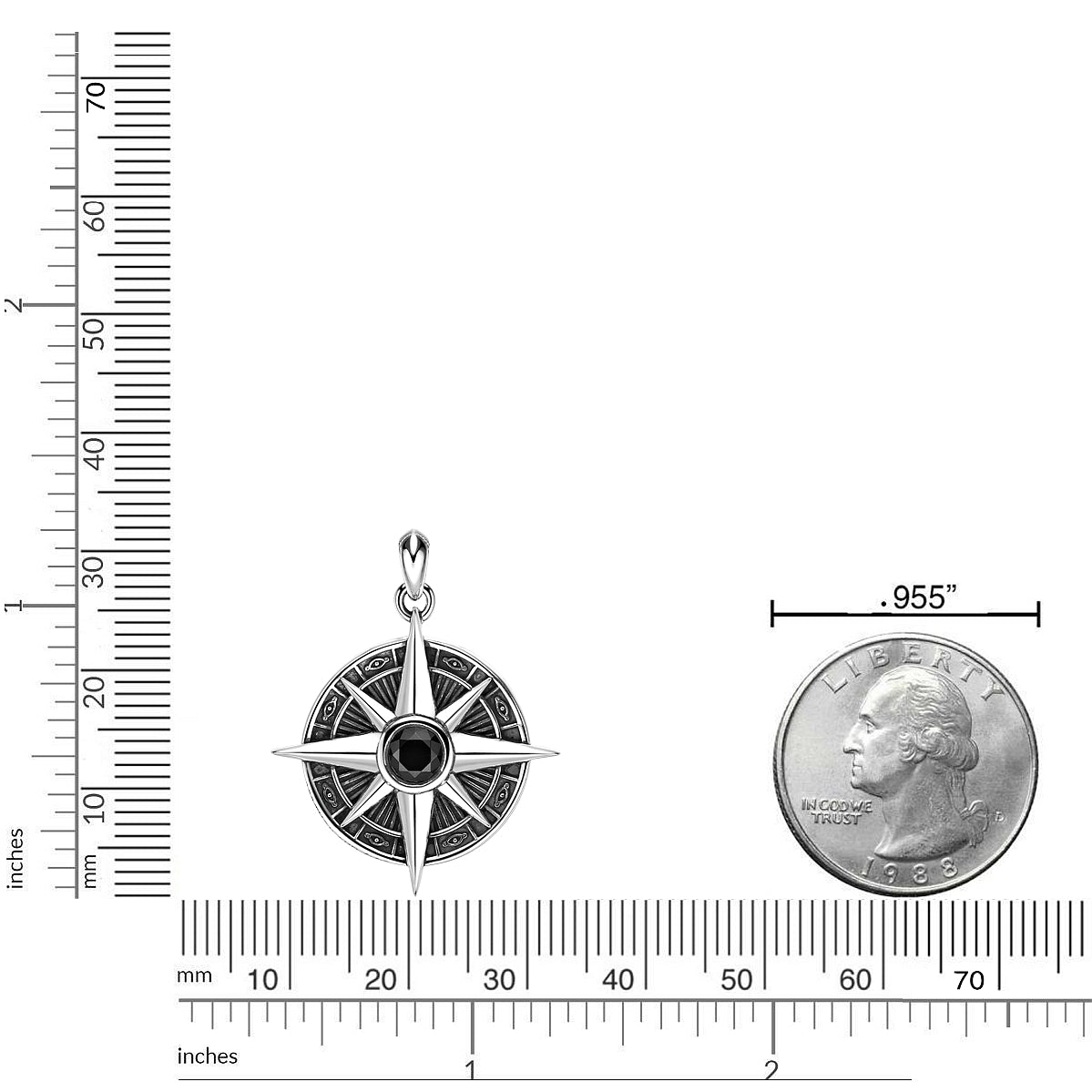 Sterling Silver Compass Pendant
