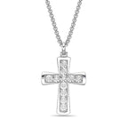 Sterling Silver Lab-Grown Diamond Flared Cross Pendant
