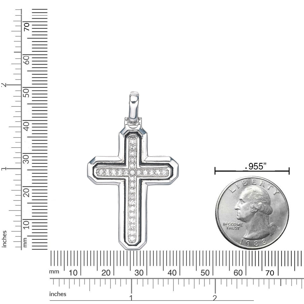Sterling Silver Lab-Grown Diamond Framed Cross Pendant