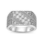 Sterling Silver Lab-Grown Diamond Diagonal Row Ring