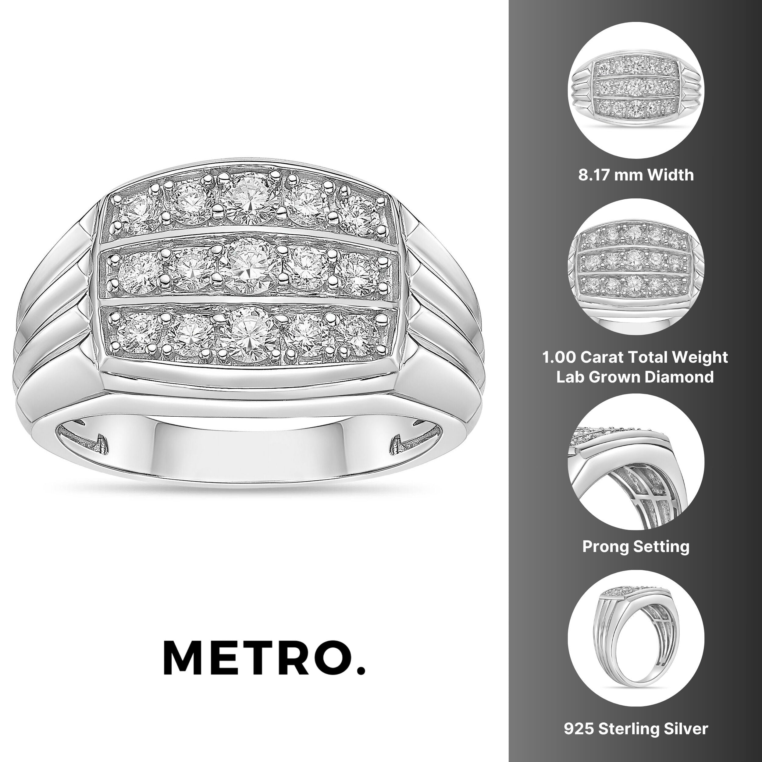 Sterling Silver Tiered Lab-Grown Diamond Cluster Ring