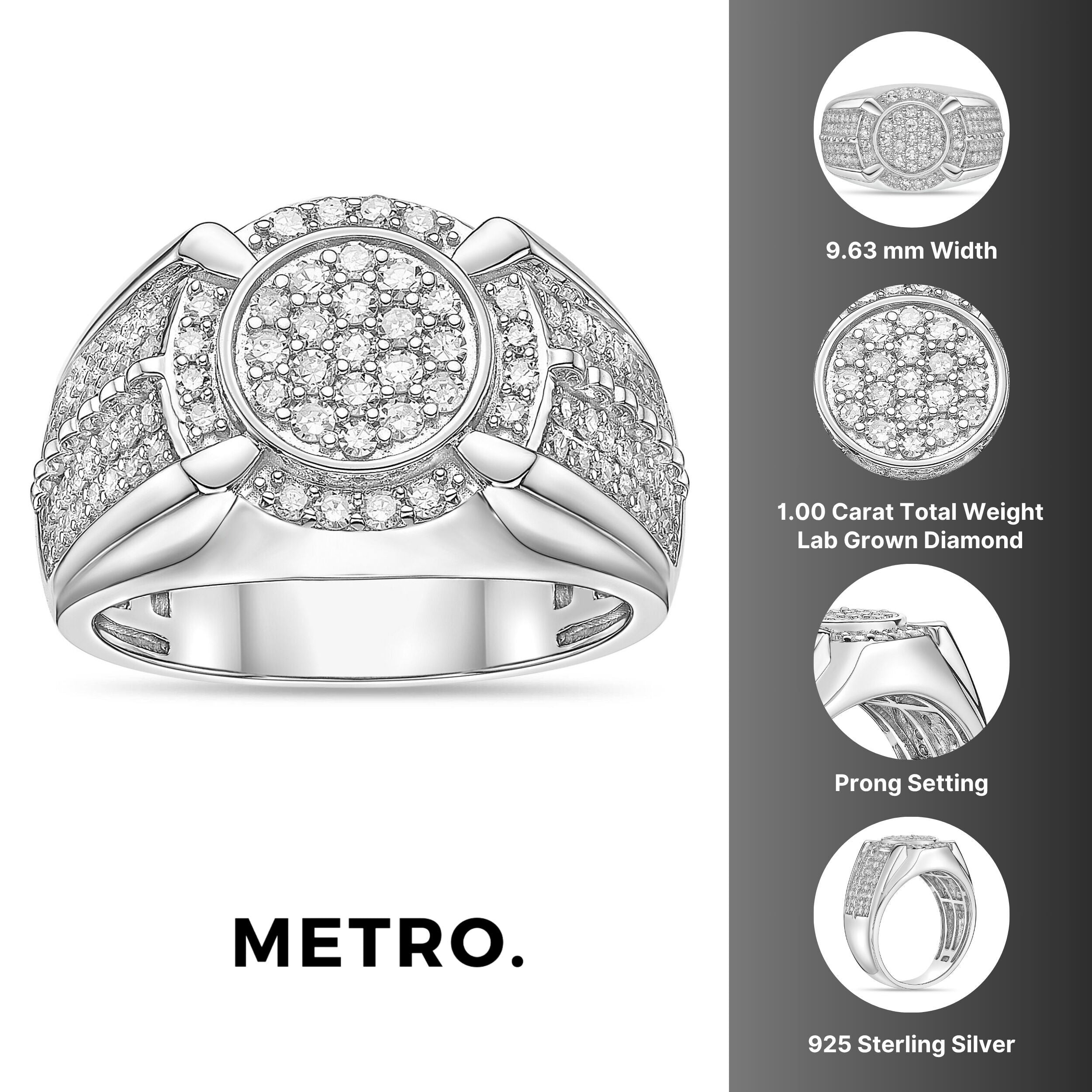 Sterling Silver Lab-Grown Diamond Cluster Ring