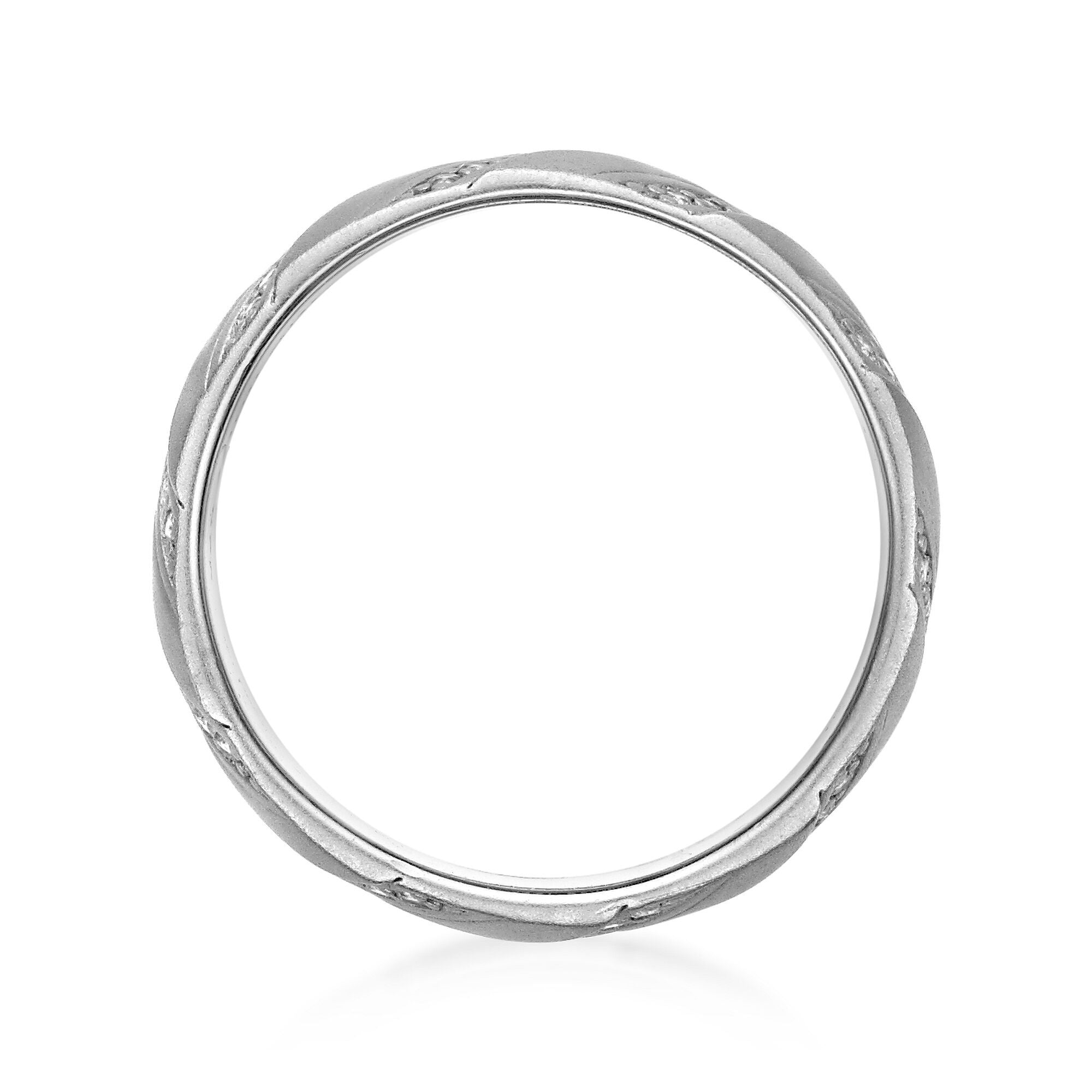 Sterling Silver Created White Sapphire Chevron Ring