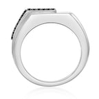 Sterling Silver Black Diamond Signet Ring