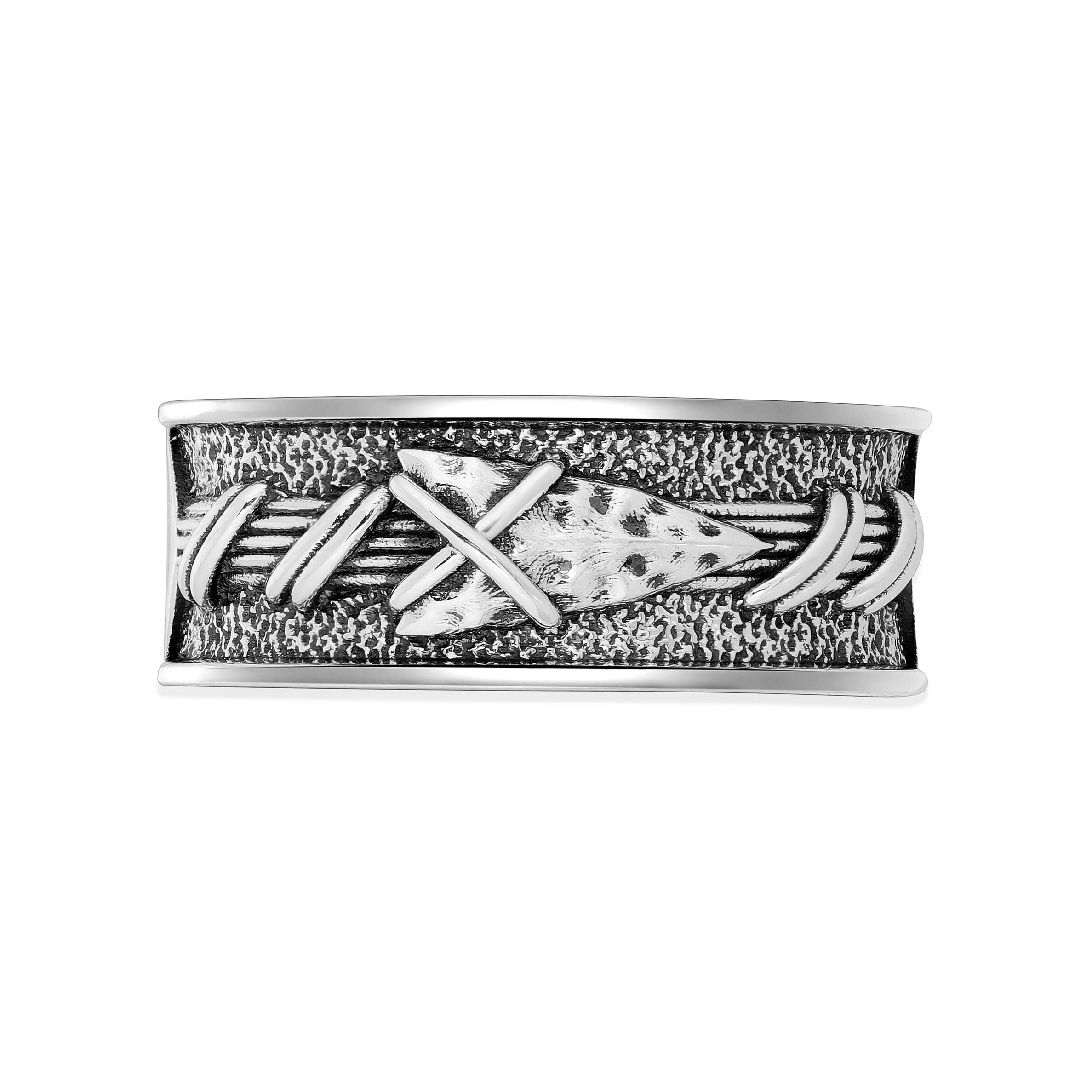 Oxidized Sterling Silver Arrow Band Ring