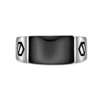 Sterling Silver Black Onyx Ring, Geometric Accents