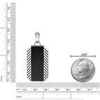 Chevron Black Onyx Dog Tag Pendant in Sterling Silver, 24"