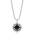 Reversible Black Onyx and Howlite Medalion Pendant in Sterling Silver, 24"