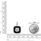Lion's Head Medalion Pendant with Black Agate in Sterling Silver, 24"