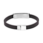 Brown Leather Bracelet with Tiger Eye Bar in Sterling Silver, 8.5"