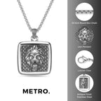 Lion's Head Square Medallion Pendant 
