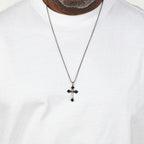 Sterling Silver Black Onyx Cross Pendant