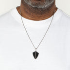 Sterling Silver Black Agate Sheild Pendant