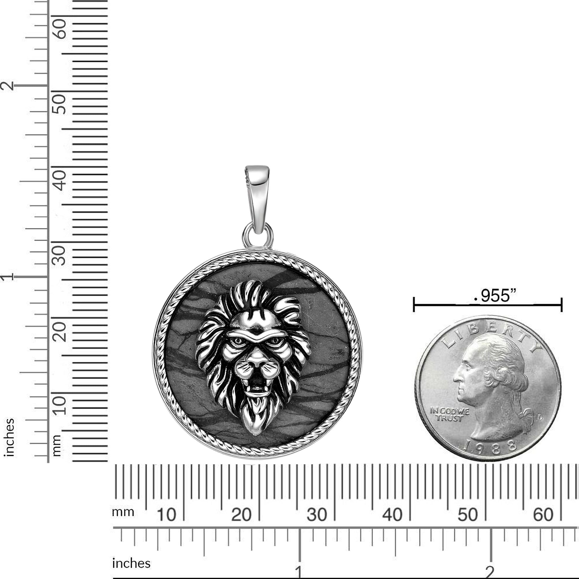 Sterling Silver Lion's Head Medallion Pendant