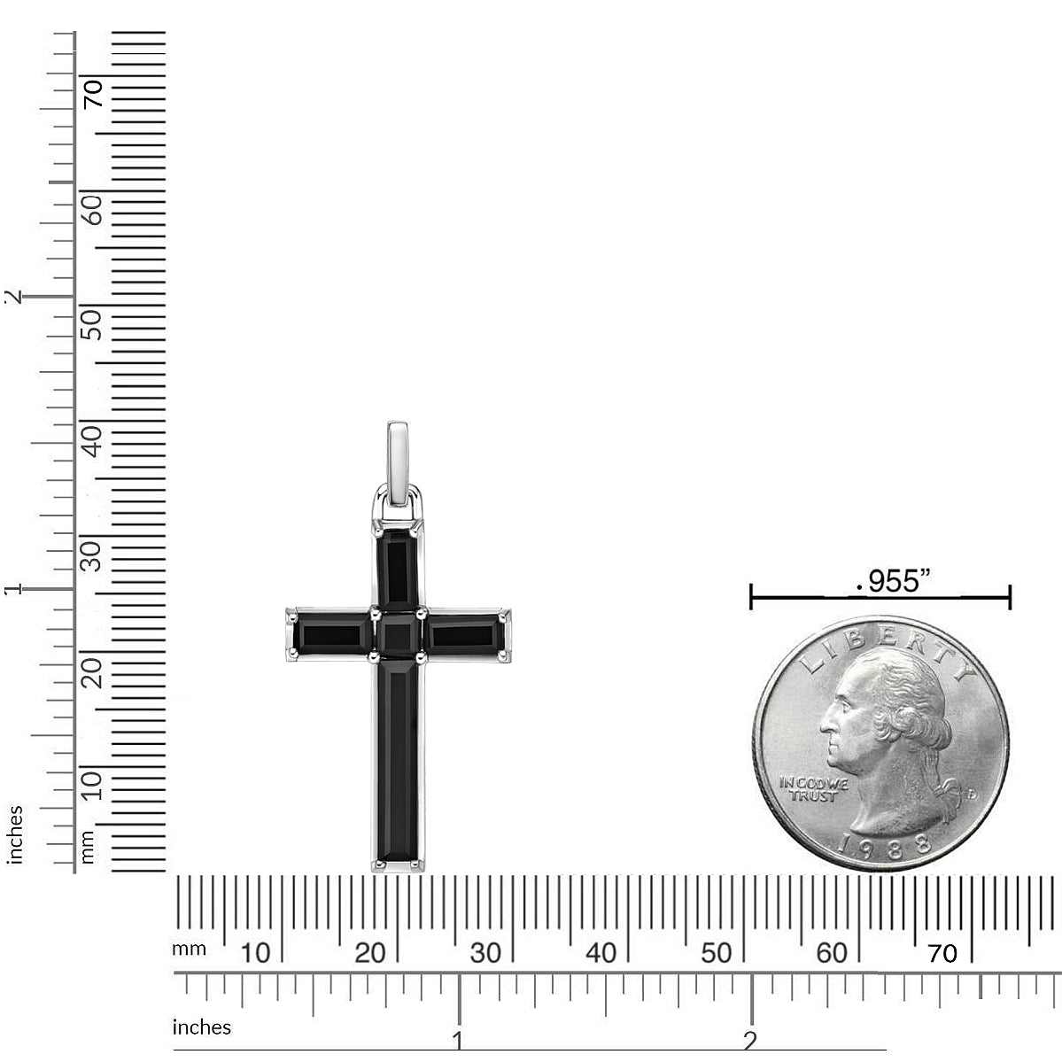Sterling Silver Black Onyx Cross Pendant