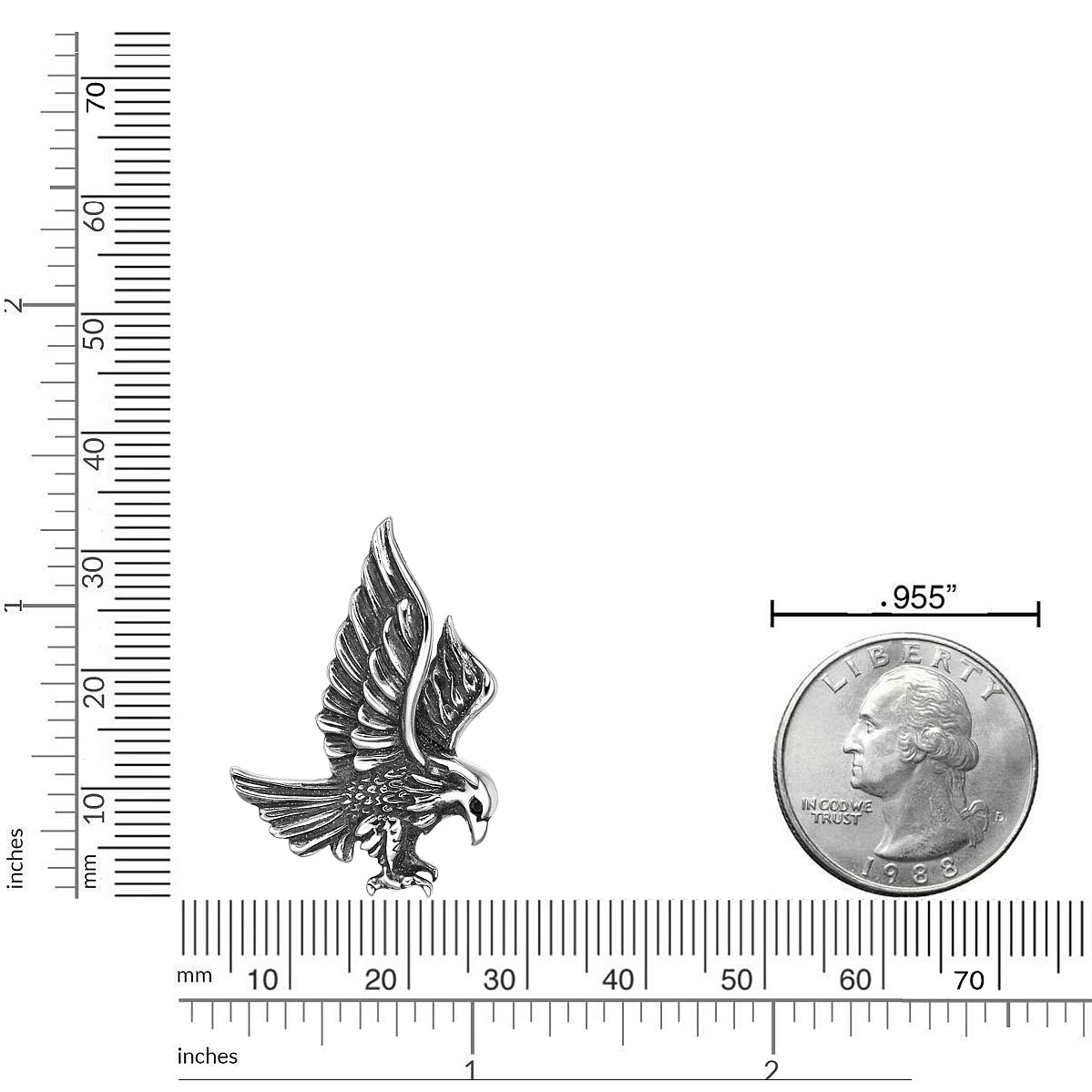 Sterling Silver Black Spinel Eagle Pendant