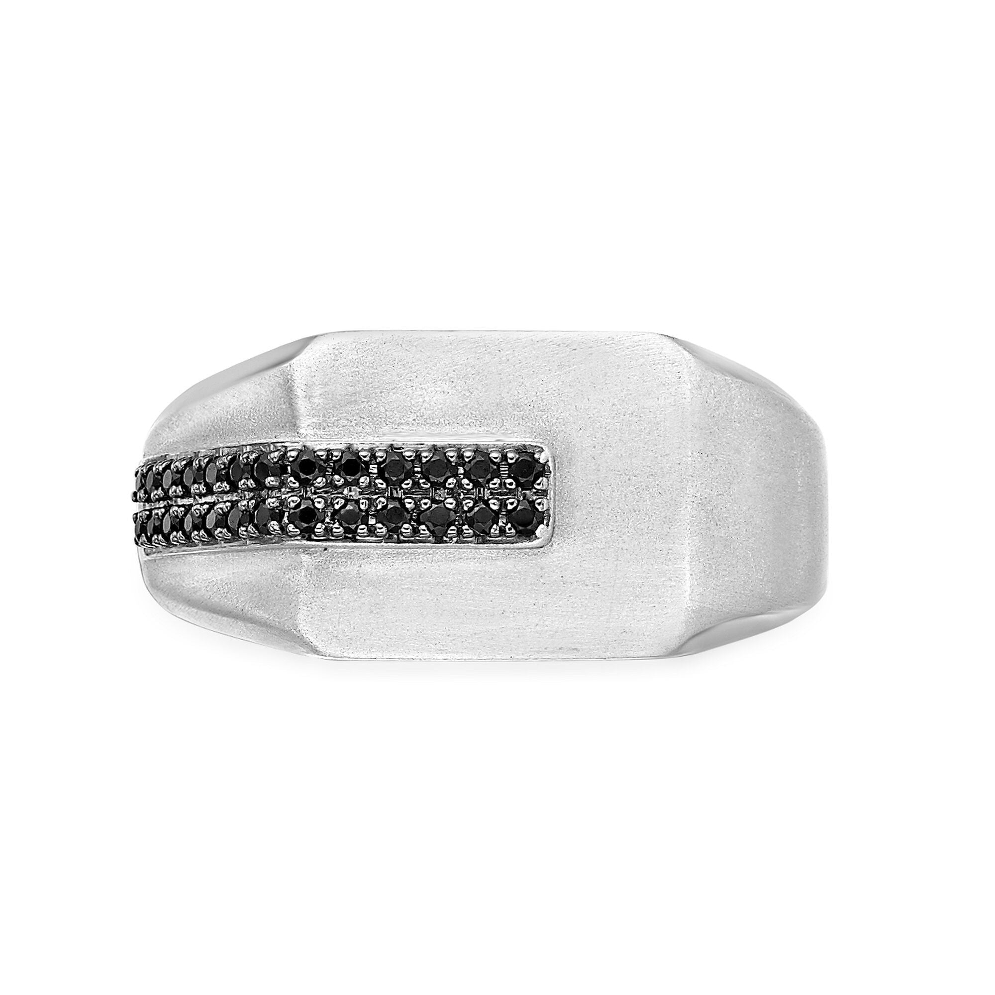 Sterling Silver Black Diamond Signet Ring