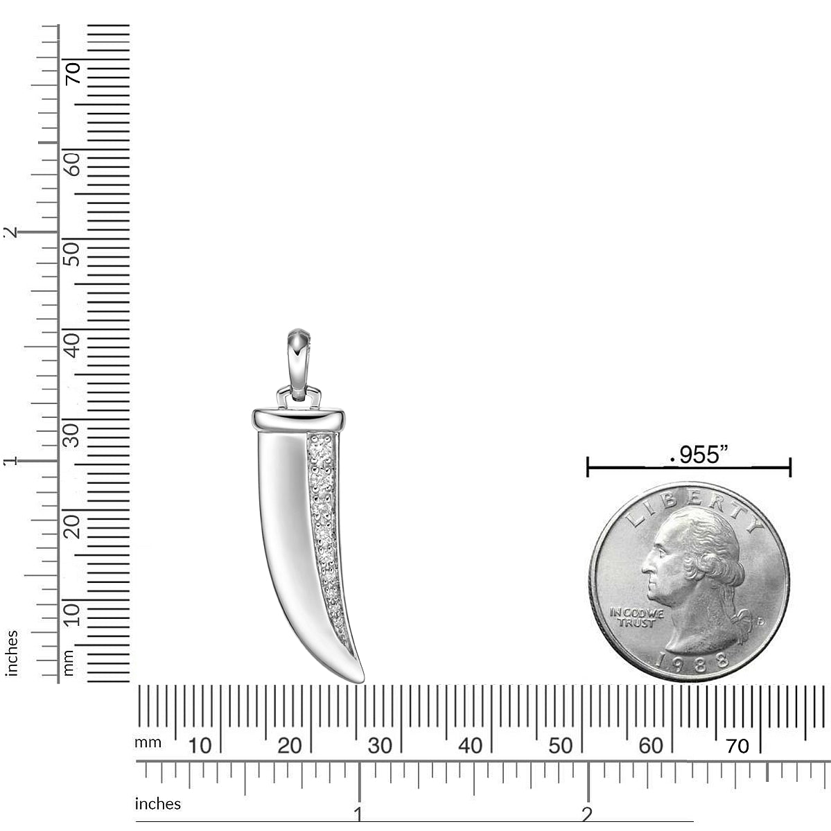 0.20 ctte Natural Diamond Fang Pendant in Sterling Silver, 24"