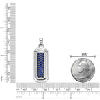 Reversible Lapis Lazuli and Created Sapphire Dog Tag Pendant in Sterling Silver, 24"