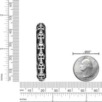 Vertical Bar Skull Pendant in Sterling Silver and Black Agate, 24"