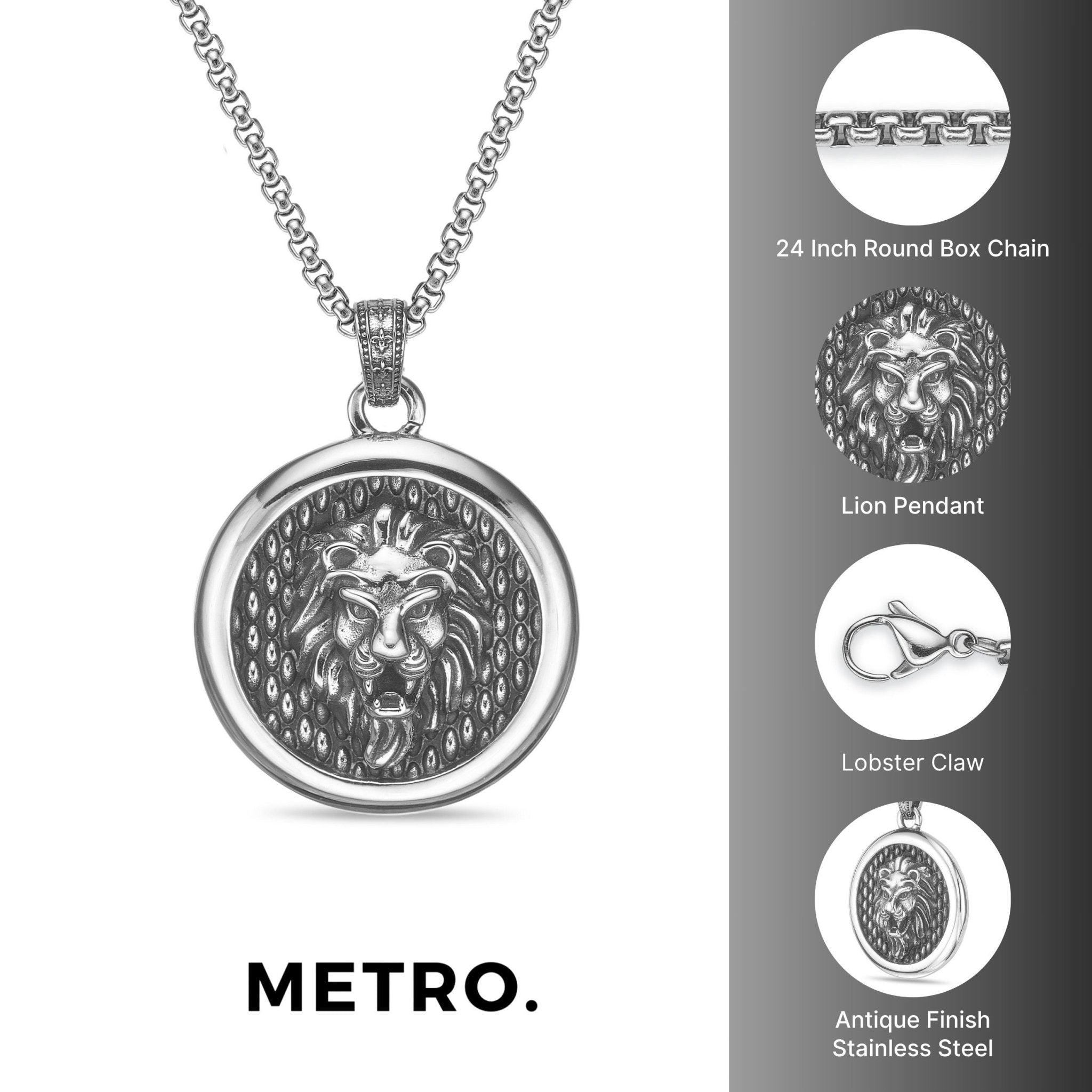 Lion's Head Round Medallion Pendant 